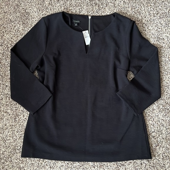 Talbots Black Textured Zip Back Top - Picture 2 of 7